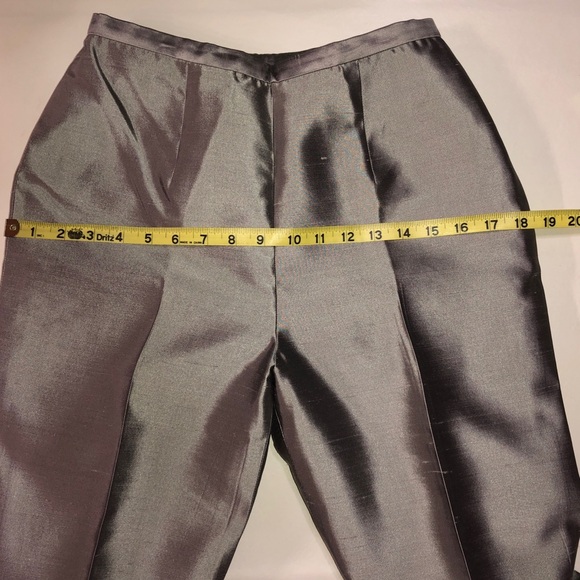 Vintage CARLISLE Silk Pantsuit Top Pants Belt Silver Gray (4) - Picture 13 of 17